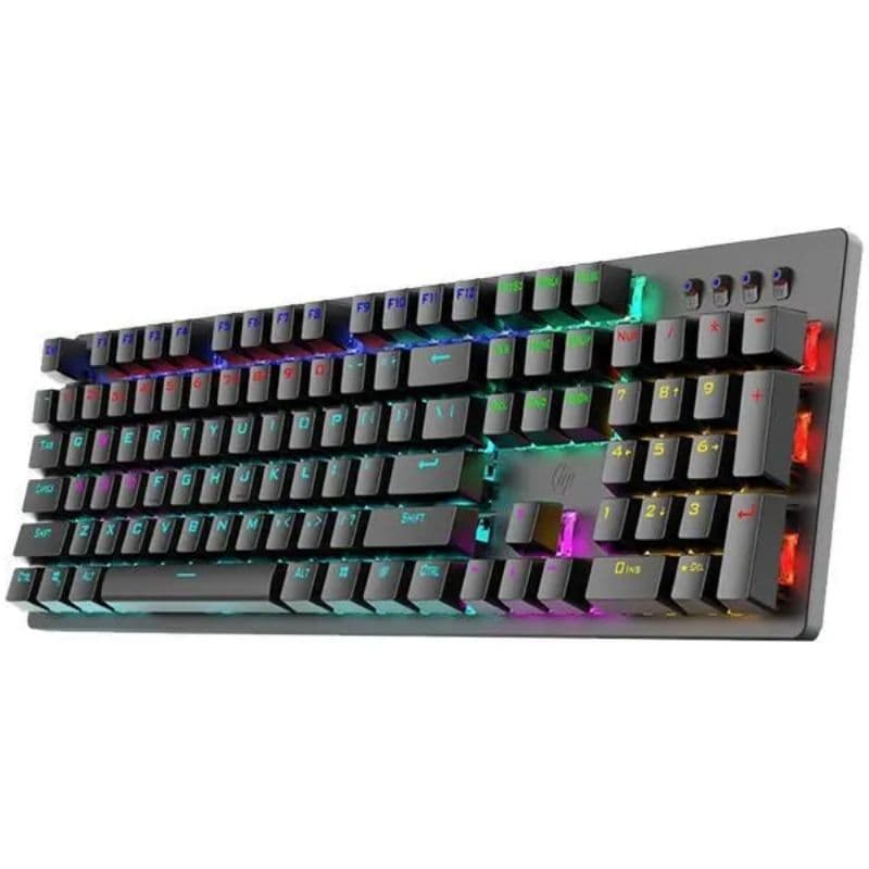 HP GK100 Mechanical Gaming Keyboard with blue switches and RGB backlighting