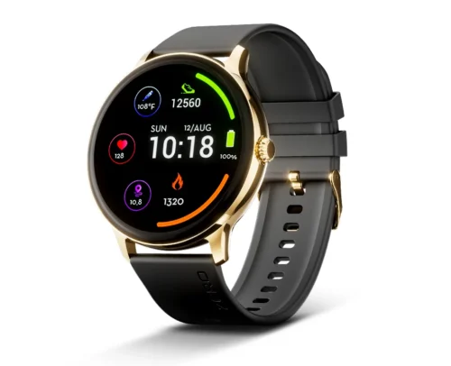 Zero Luna Smart Watch Black-Golden Edition – 1.39” Display, Bluetooth Calling, Waterproof Fitness & Health Tracker