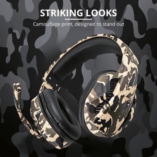 Kubite GX Gaming Headphones – Army Green Edition with 360° surround sound and noise-cancelling mic