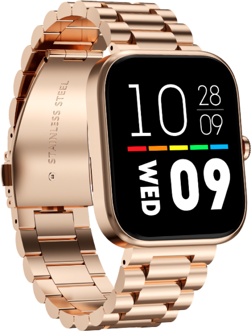 Zero Meta Smart Watch in Rose Gold color with 1.32” LCD Display, Bluetooth Calling, Fitness & Health Tracking features