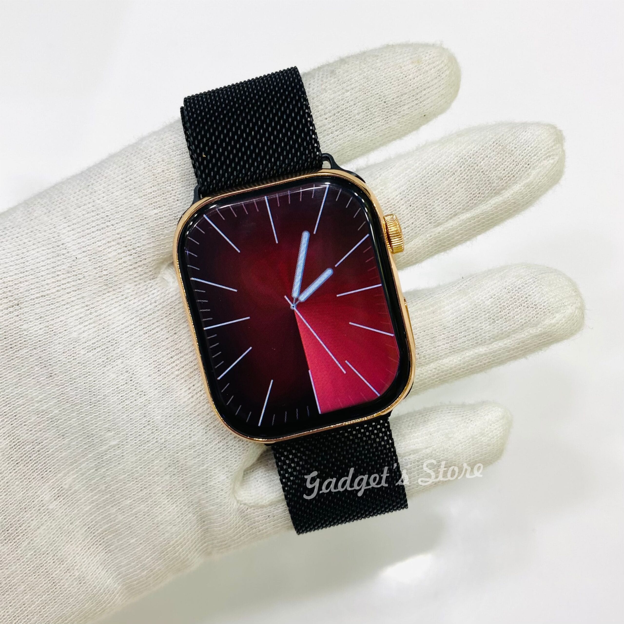 Stylish Watch 9 Max Smartwatch in Black with metal magnetic strap and full edge display