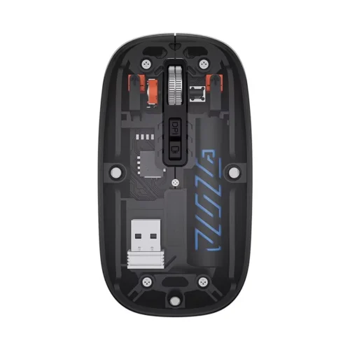Black Transparent Wireless Mouse 2.4G + Bluetooth for Laptop & PC